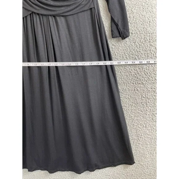 New Pink Blush Maternity Dress Womens Size Large Black Front Knot Long Sleeve - Picture 13 of 15